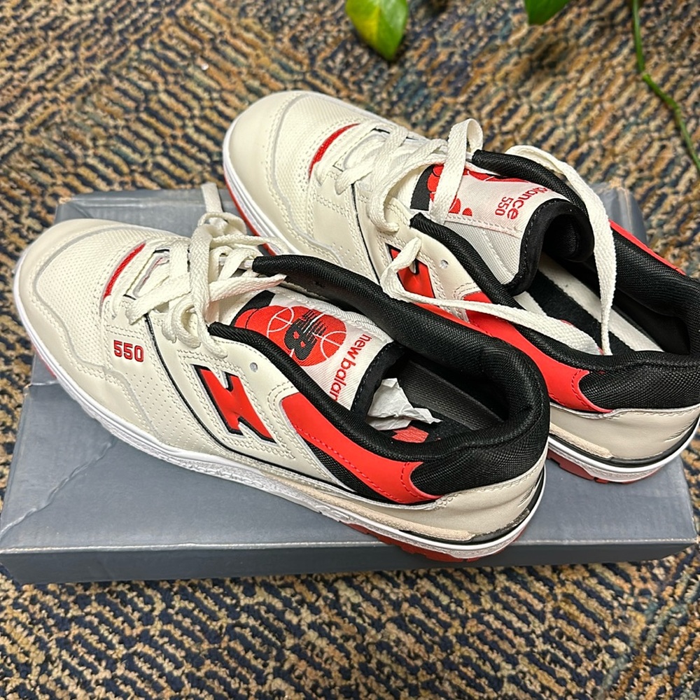 New Balance 550 White Team Red Sneakers